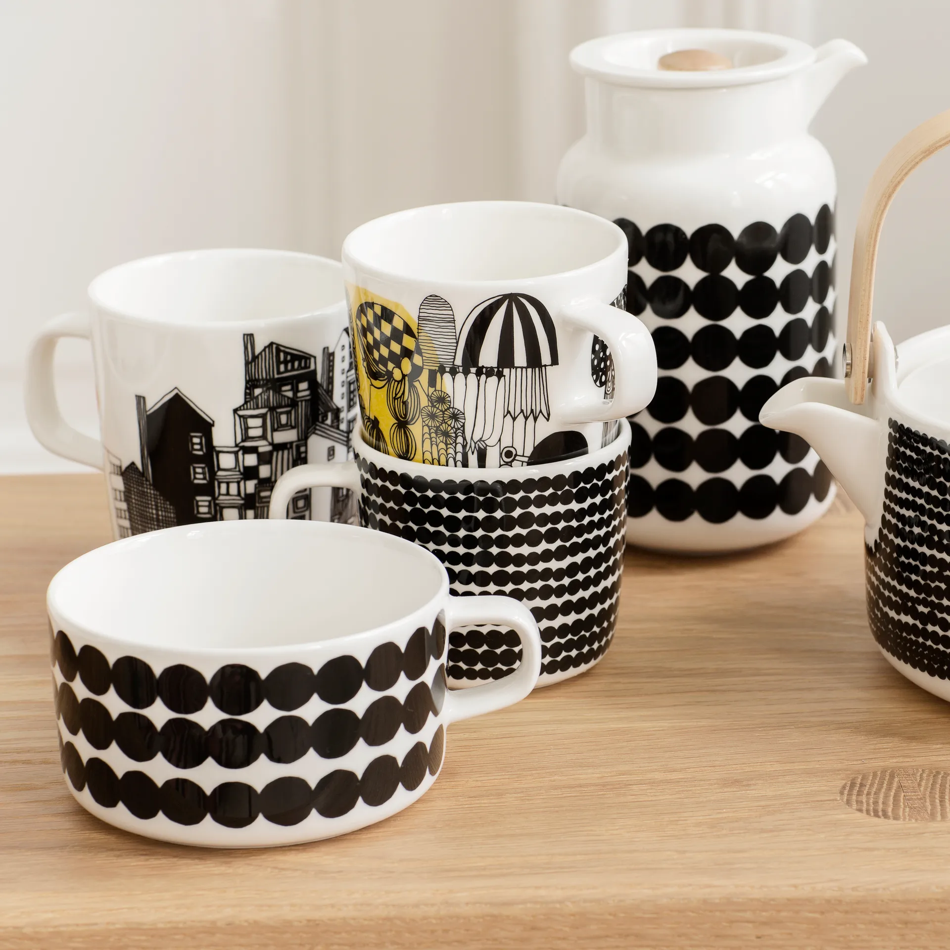 Tazza da tè Räsymatto 25 cl, nero-bianco Marimekko