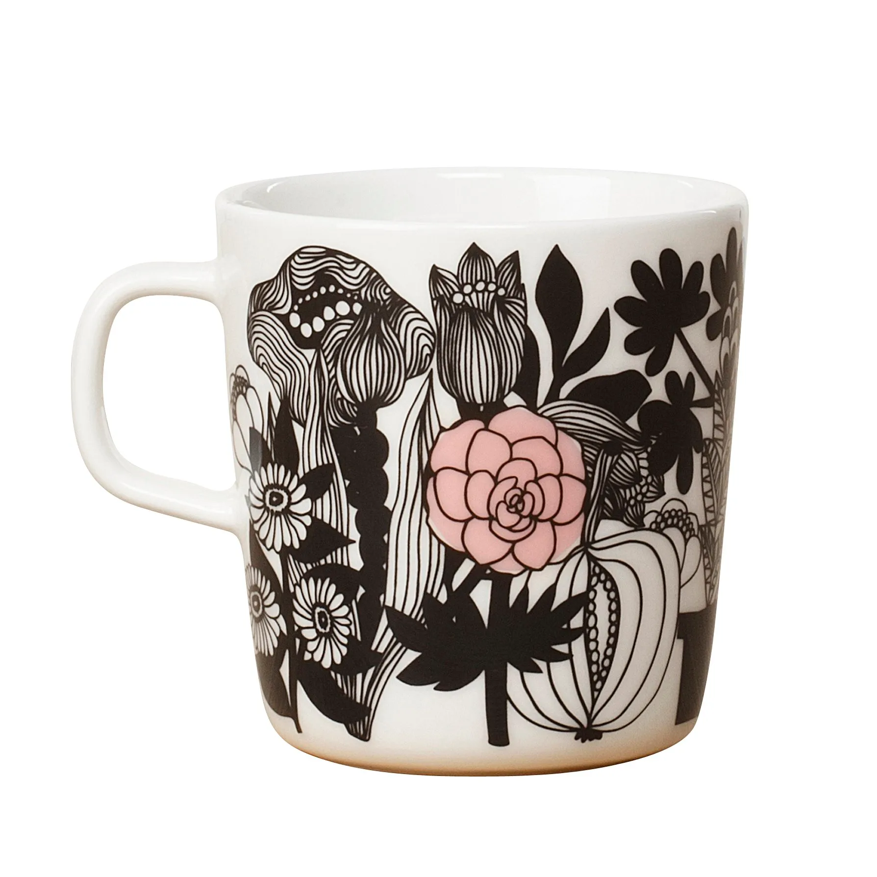 Tazza da tè Siirtolapuutarha , nero-bianco-rosa Marimekko