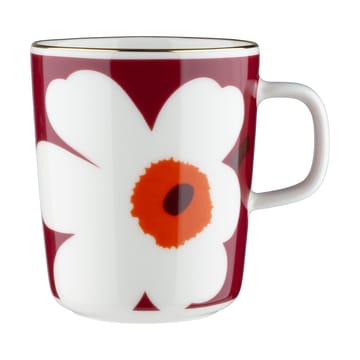 Tazza Juhla Unikko da 25 cl, confezione da 2 - Bianco-bordeaux-oro - Marimekko