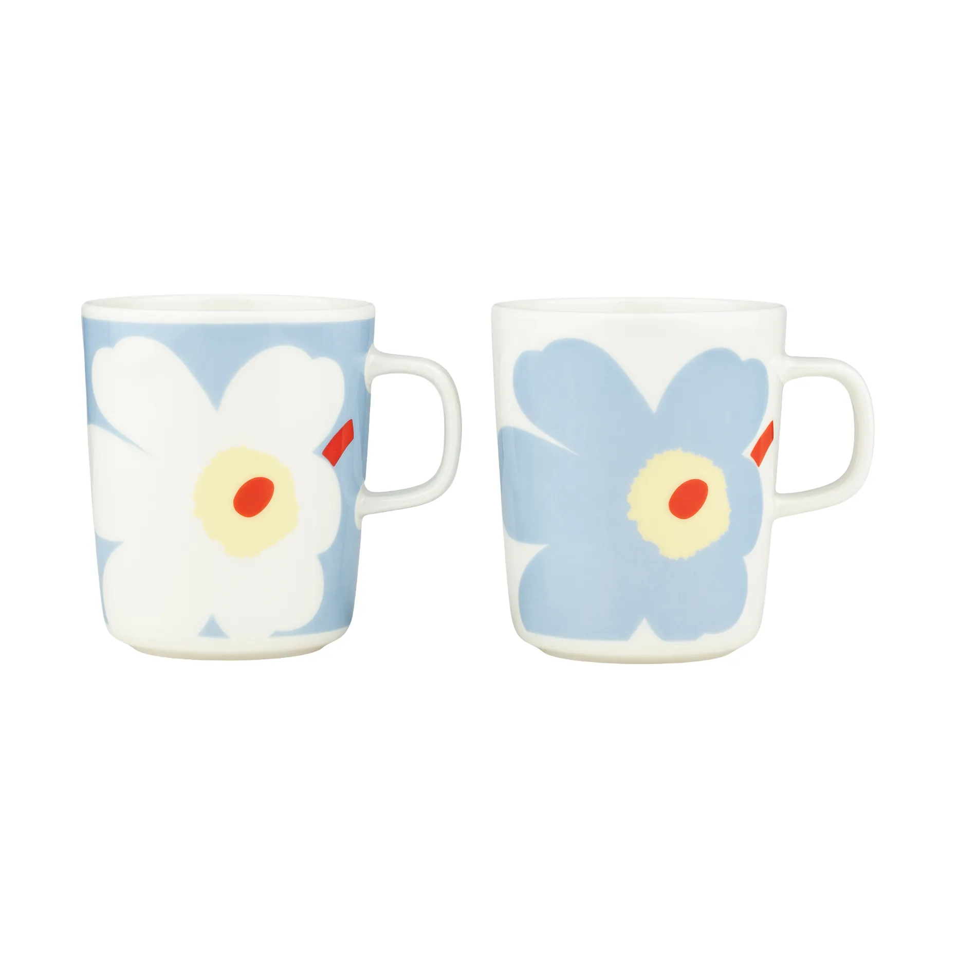 Tazza Juhla Unikko da 25 cl, confezione da 2, White-light blue-sabbia-arancione red Marimekko