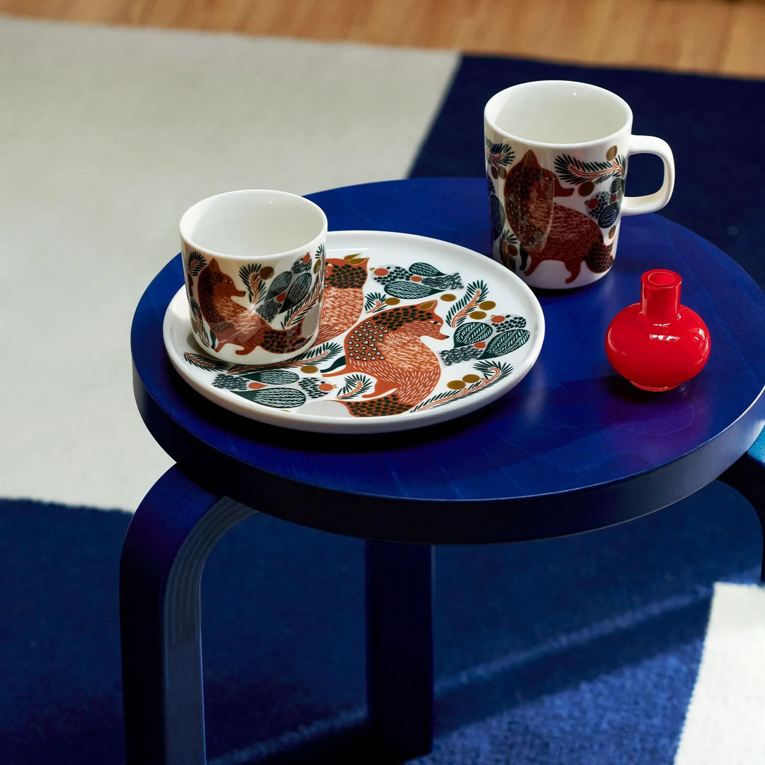 Tazza Oiva Ketunmarja senza manico 20 cl confezione da 2, White-brown-dark green Marimekko