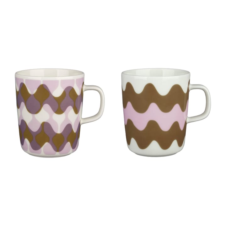 Tazza Oiva Lokki Pergola 25 cl confezione da 2, Bianco-rosa-marrone Marimekko