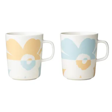 Tazza Unikko 2,5 dl confezione da 2 - Bianco-beige-verde acqua  - Marimekko