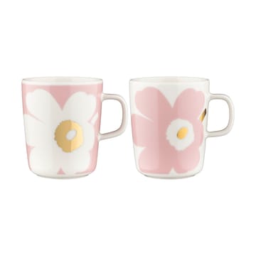 Tazza Unikko 2,5 dl confezione da 2 - Bianco-Rosa chiaro-oro - Marimekko