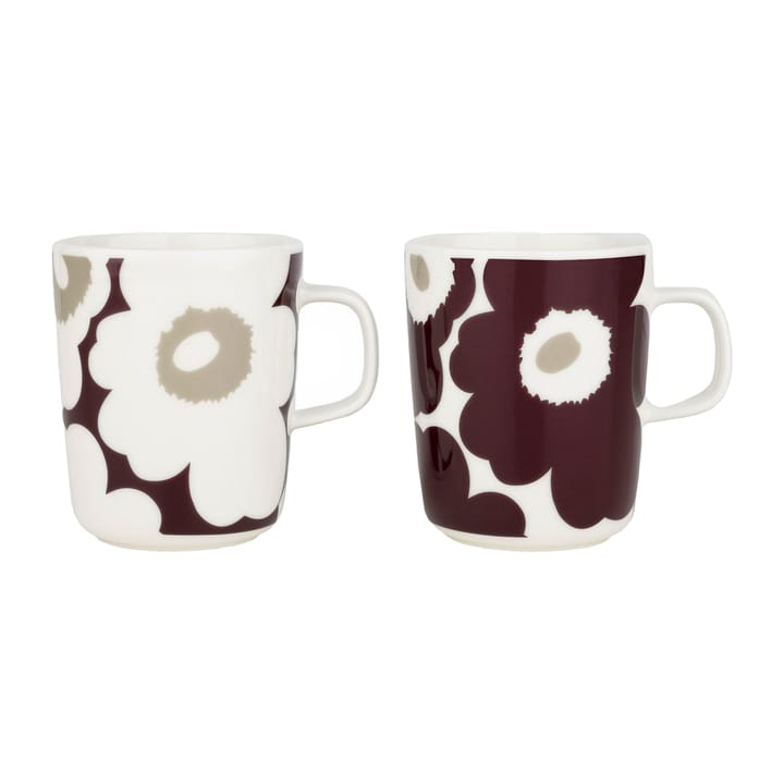 Tazza Unikko 2,5 dl confezione da 2 - Clay-dark wine-white - Marimekko