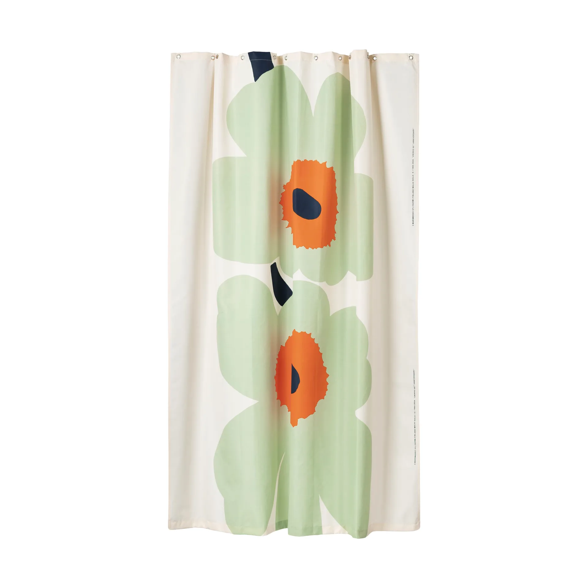 Tenda da doccia Unikko 60° anniversario 180x200 cm, Off white-sage-dark blue Marimekko