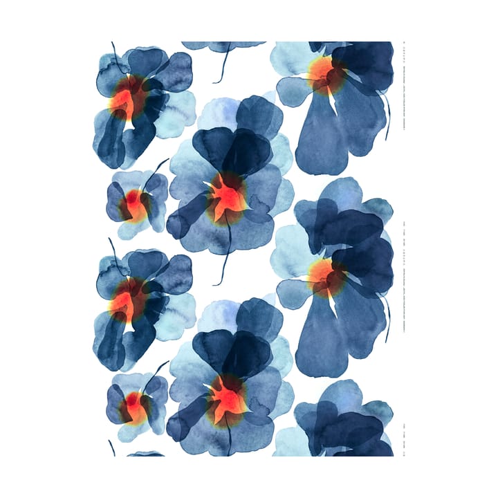 Tessuto di cotone Valssi  - Bianco-blu scuro-Arancio - Marimekko