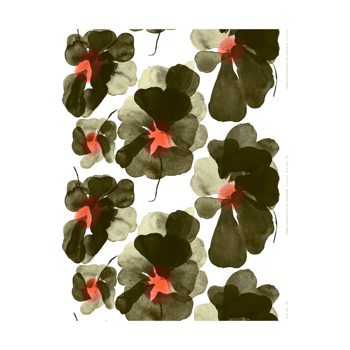Tessuto di cotone Valssi - Bianco-verde foresta-rosso pomodoro - Marimekko