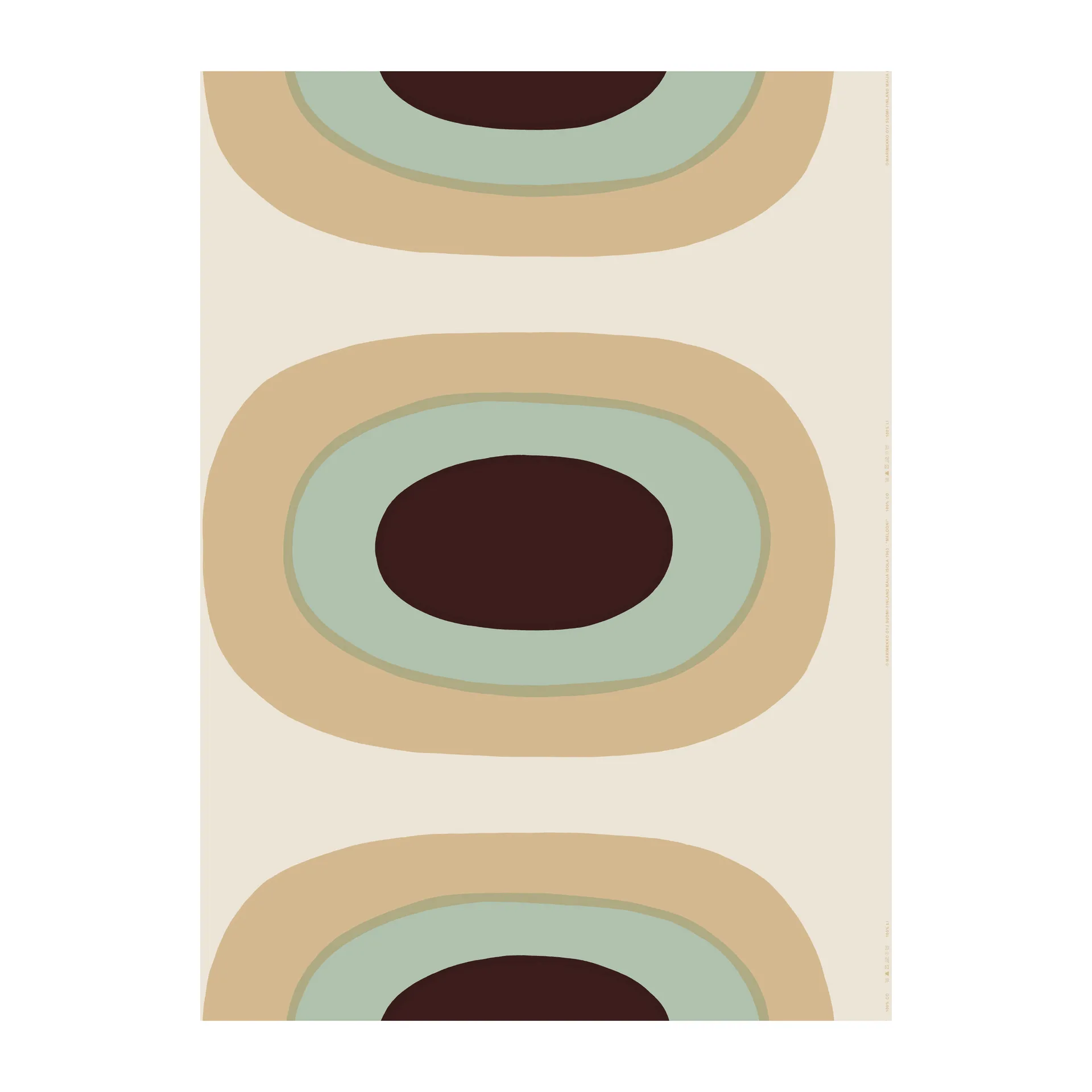 Tessuto in cotone, lino Melooni, Beige, verde menta Marimekko