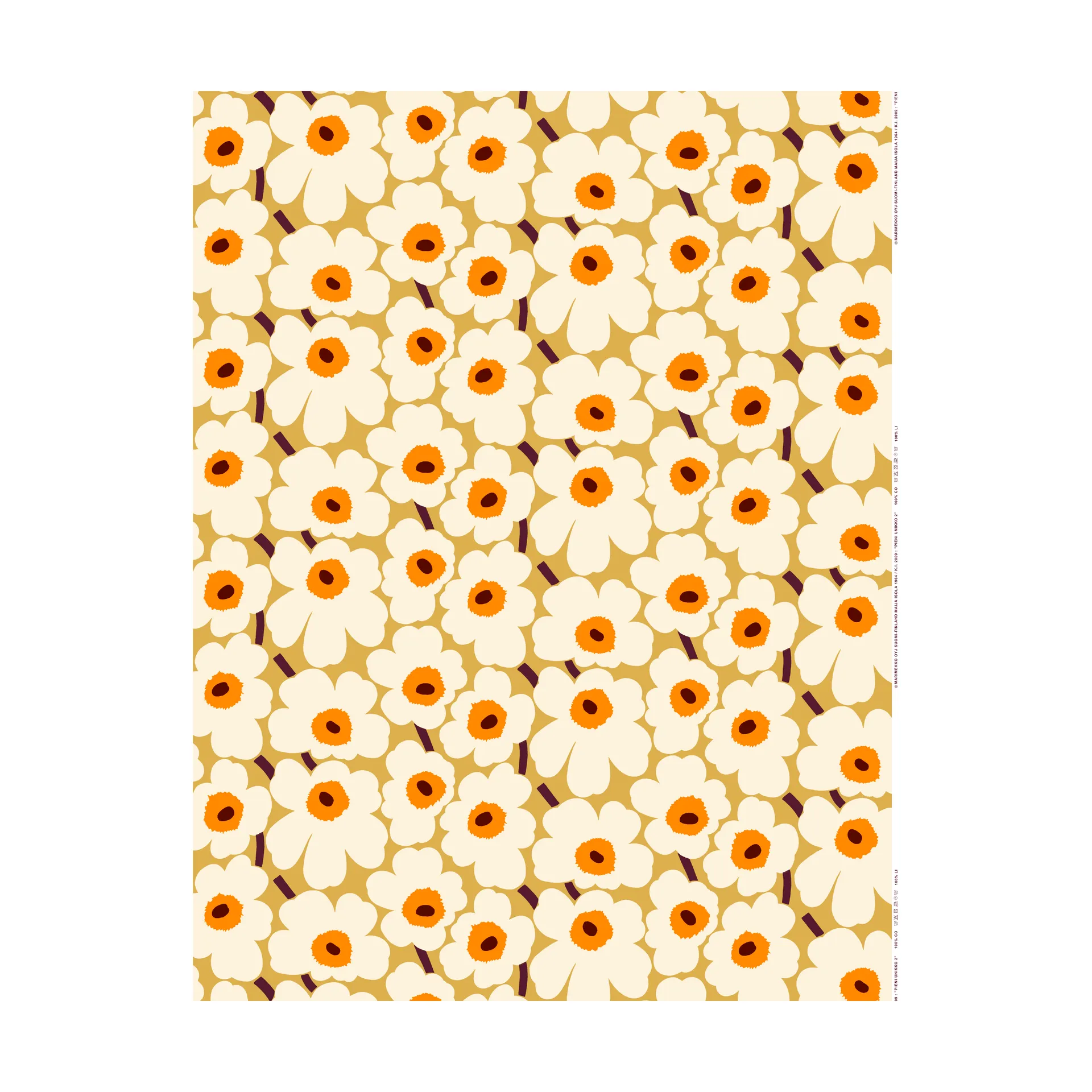 Tessuto in cotone Pieni Unikko, Beige Marimekko