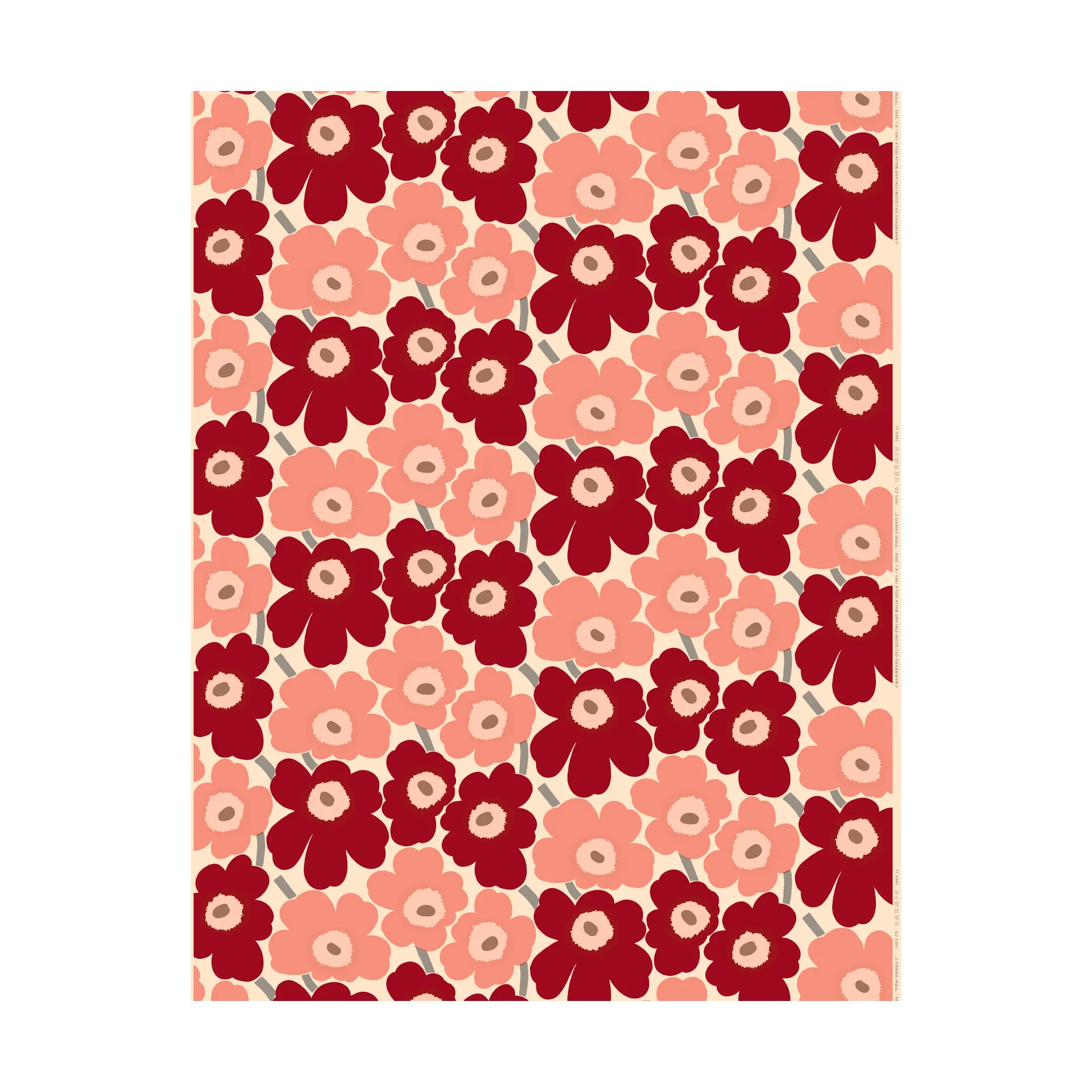Tessuto in cotone Pieni Unikko, Cotton-dark cherry-rosa Marimekko