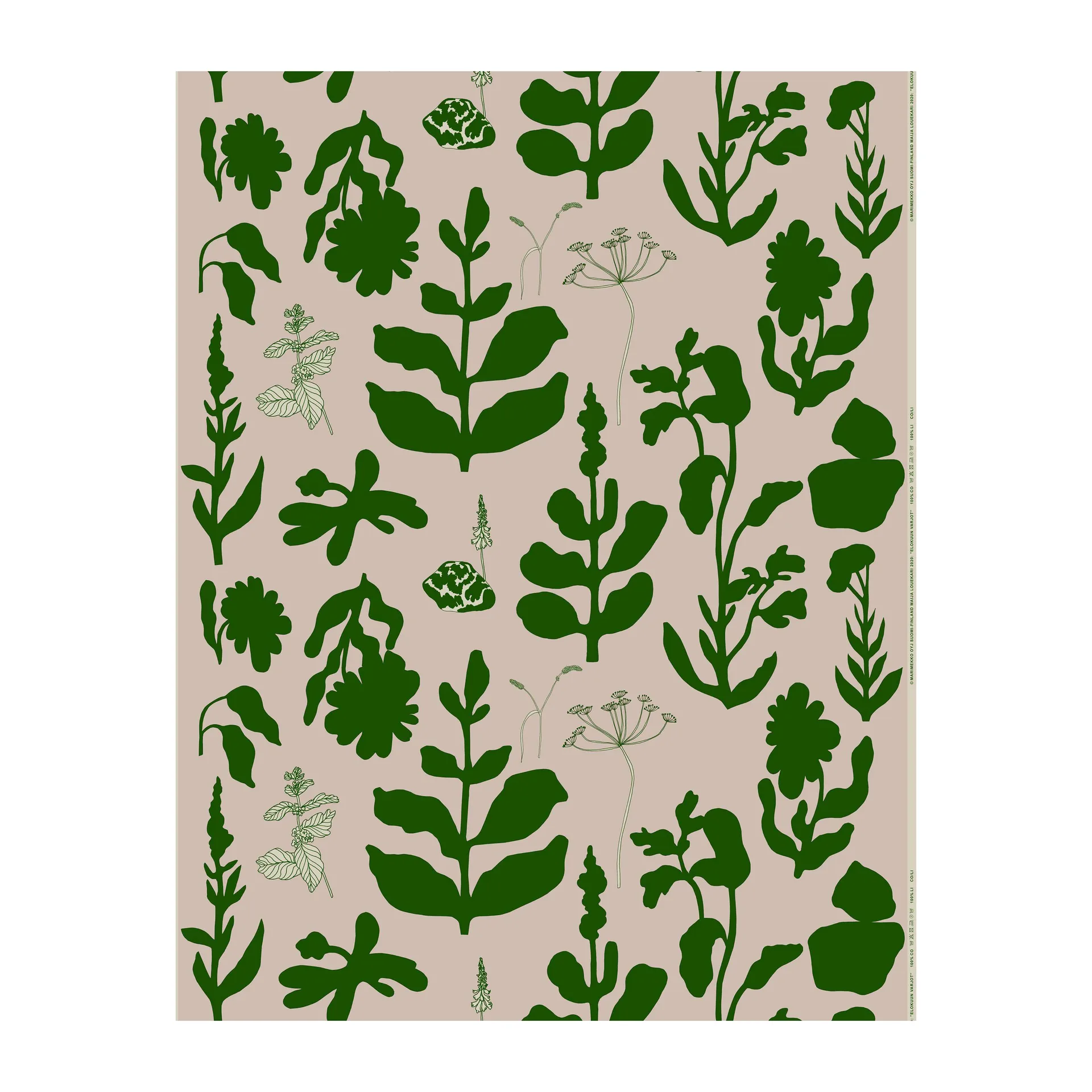 Tessuto in lino-cotone Elokuun Varjot, Rosa-verde Marimekko