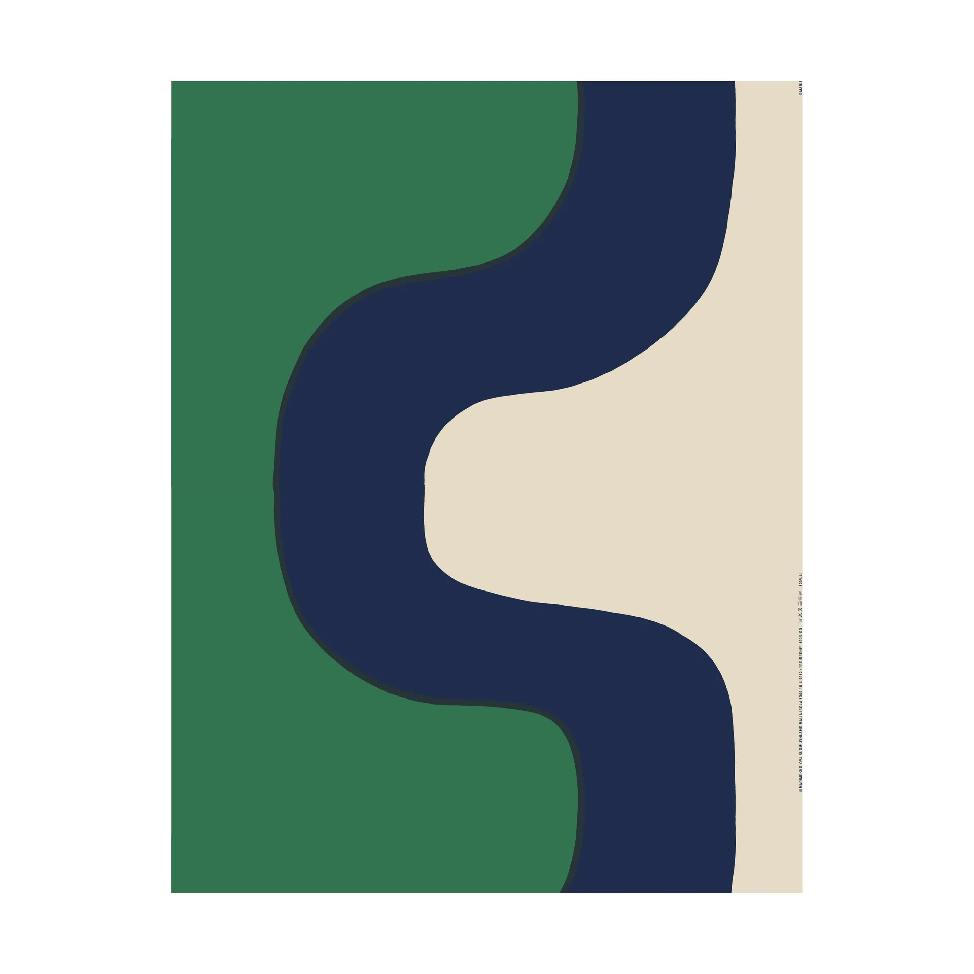 Tessuto in lino-cotone Seireeni, Green-dark blue-linen Marimekko