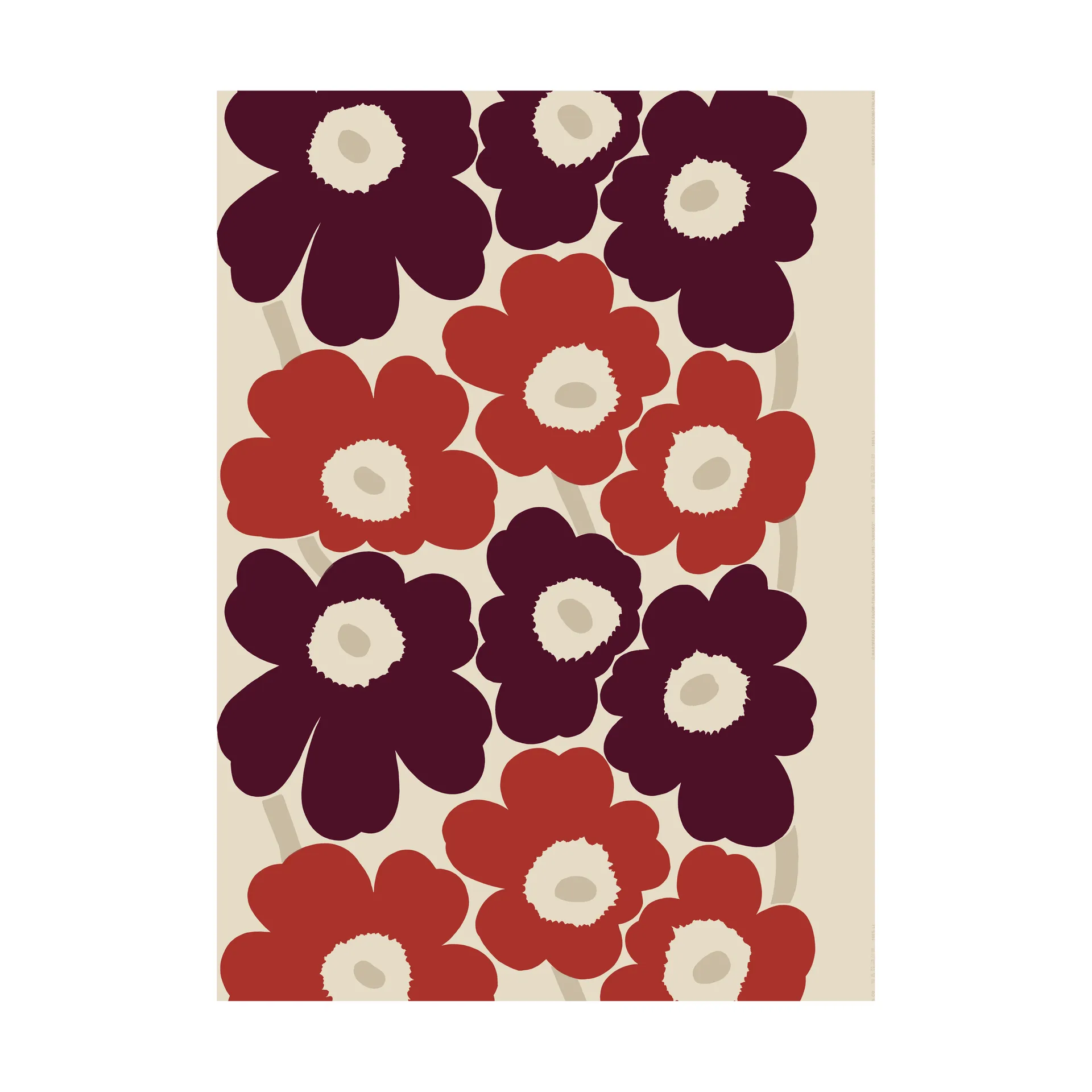 Tessuto in lino-cotone Unikko, Linen-red Marimekko