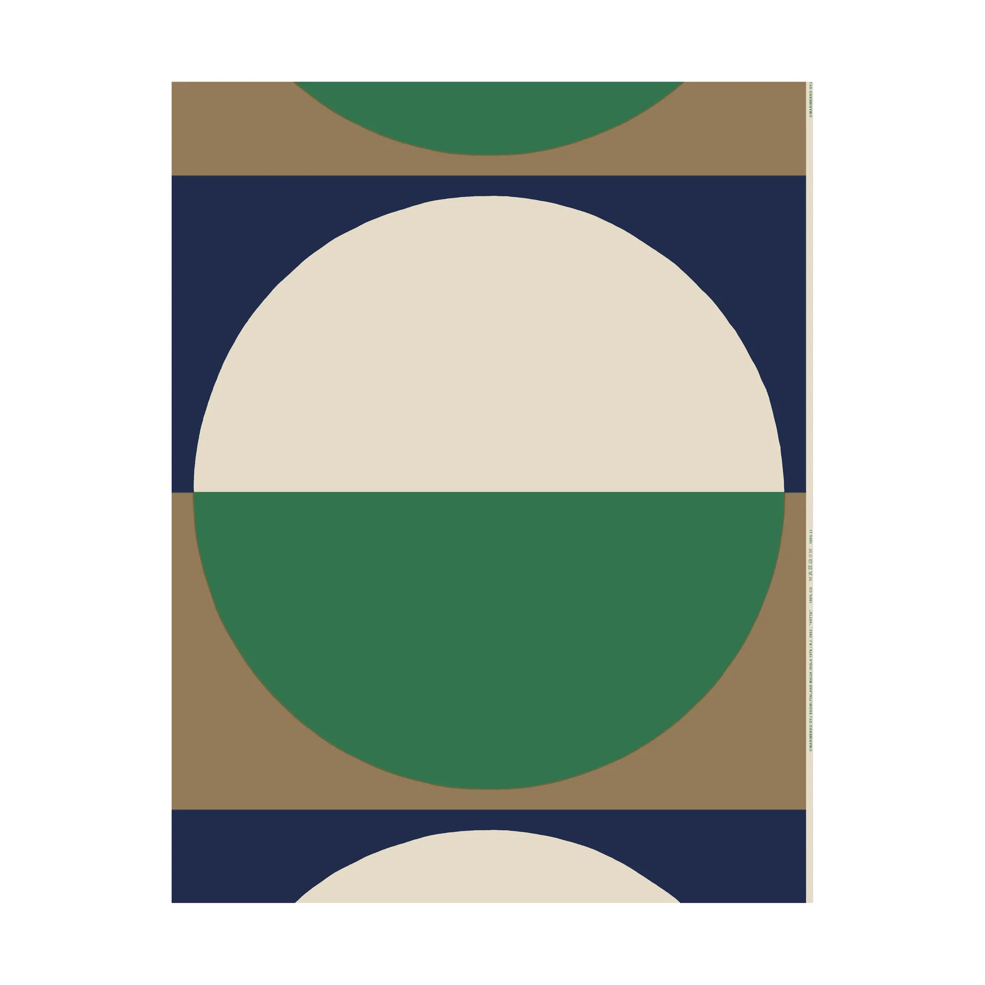 Tessuto in lino-cotone Viitta, Green-off white-dark blue Marimekko
