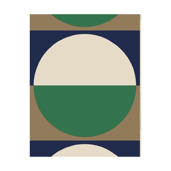 Tessuto in lino-cotone Viitta, Green-off white-dark blue Marimekko