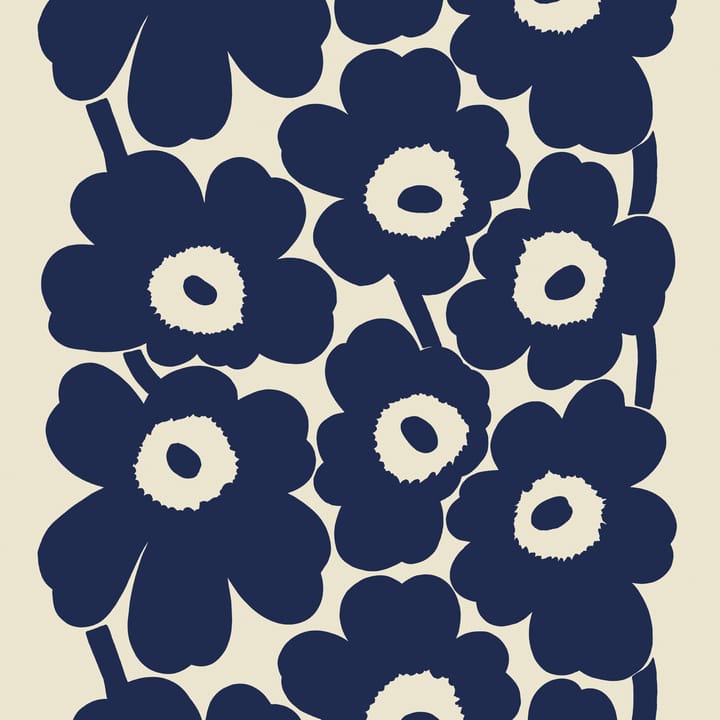 Tessuto in lino Unikko - blu scuro - Marimekko