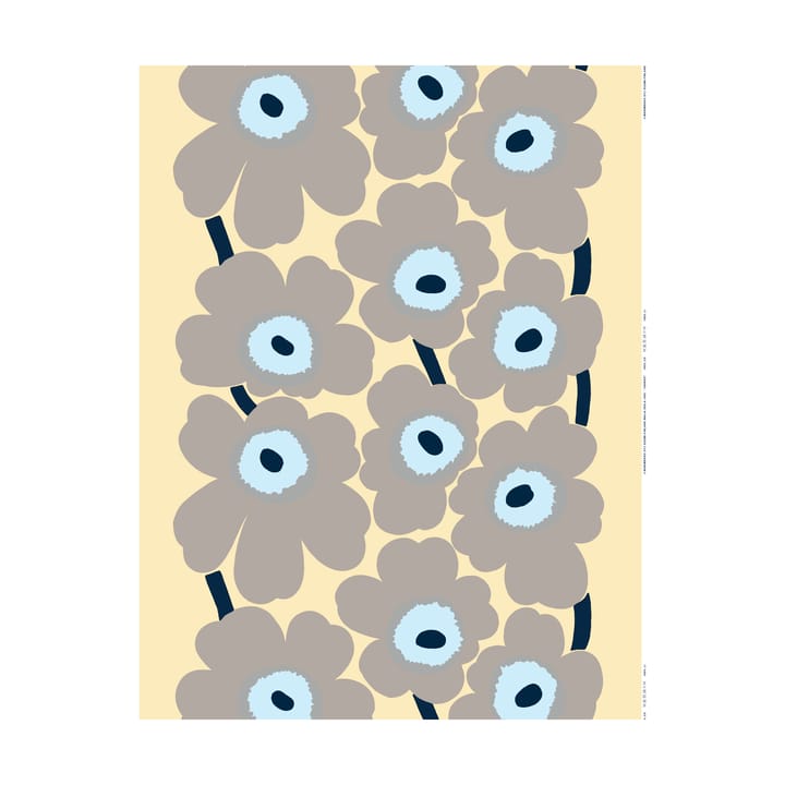 Tessuto in lino Unikko - Sand-grey-pale blue - Marimekko