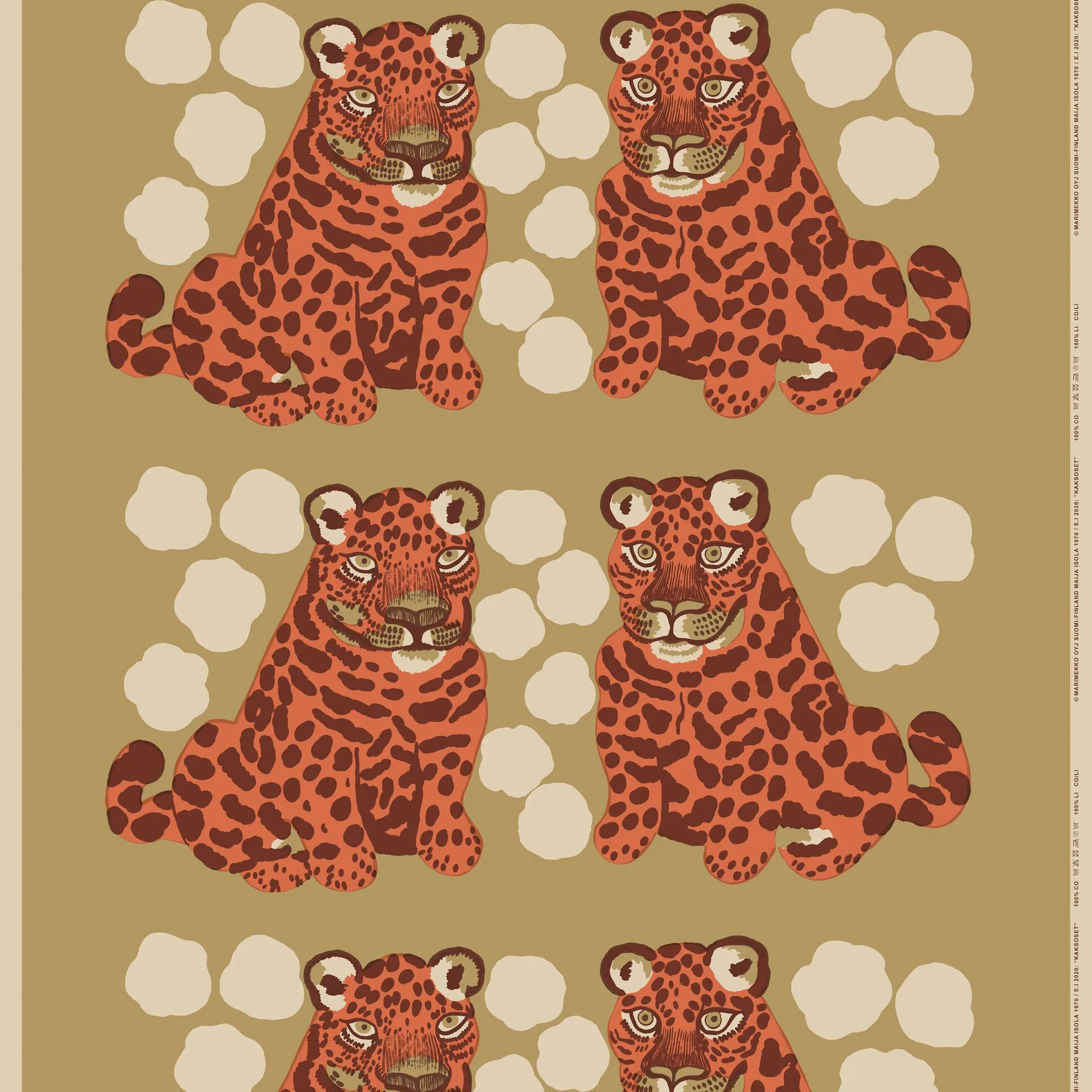 Tessuto Kaksoset, Beige-arancione-marrone Marimekko