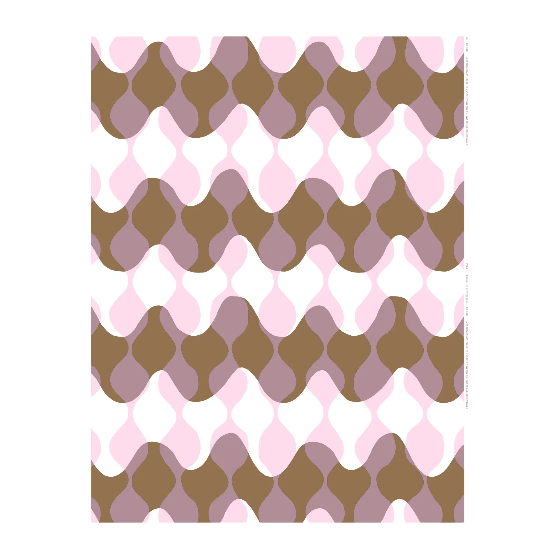 Tessuto Lokki Pergola, Bianco-viola-marrone Marimekko