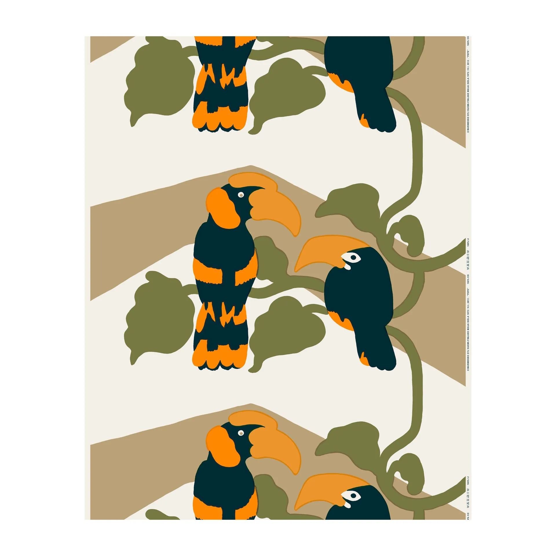 Tessuto Pepe , Bianco sporco-marrone-arancione Marimekko