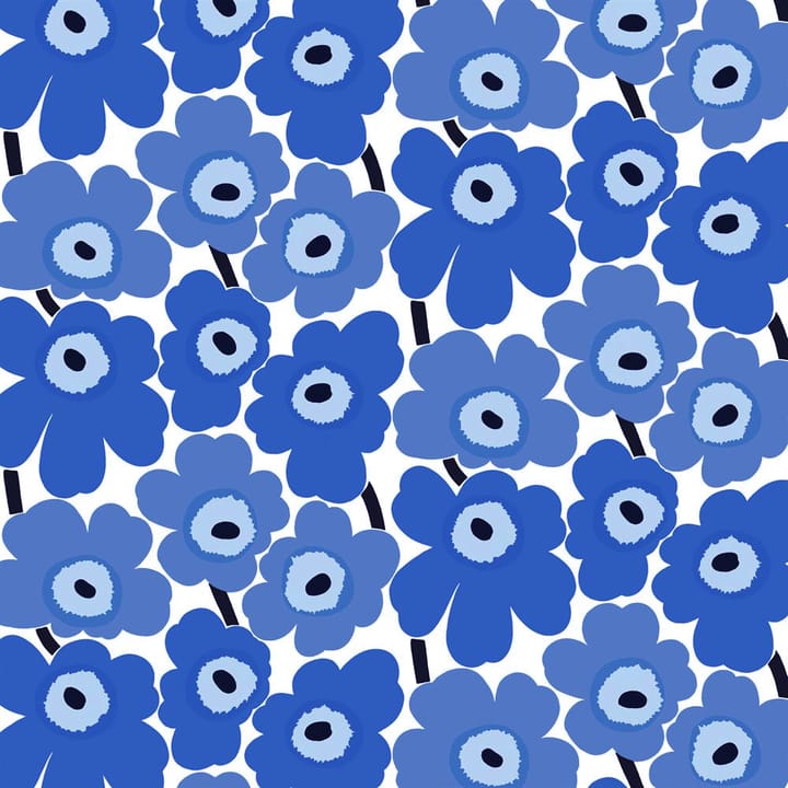 Tessuto Pieni Unikko in cotone - bianco-blu - Marimekko