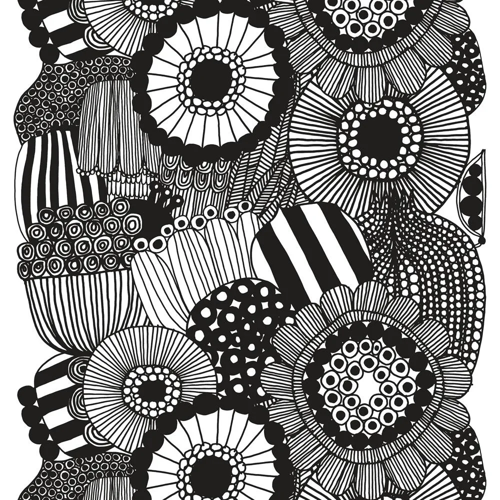 Tessuto Siirtolapuutarha, bianco-nero Marimekko