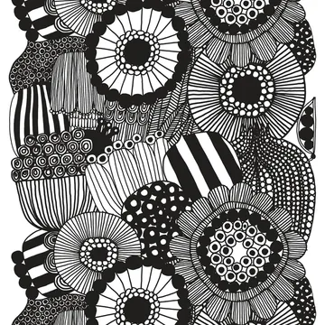 Tessuto Siirtolapuutarha - bianco-nero - Marimekko