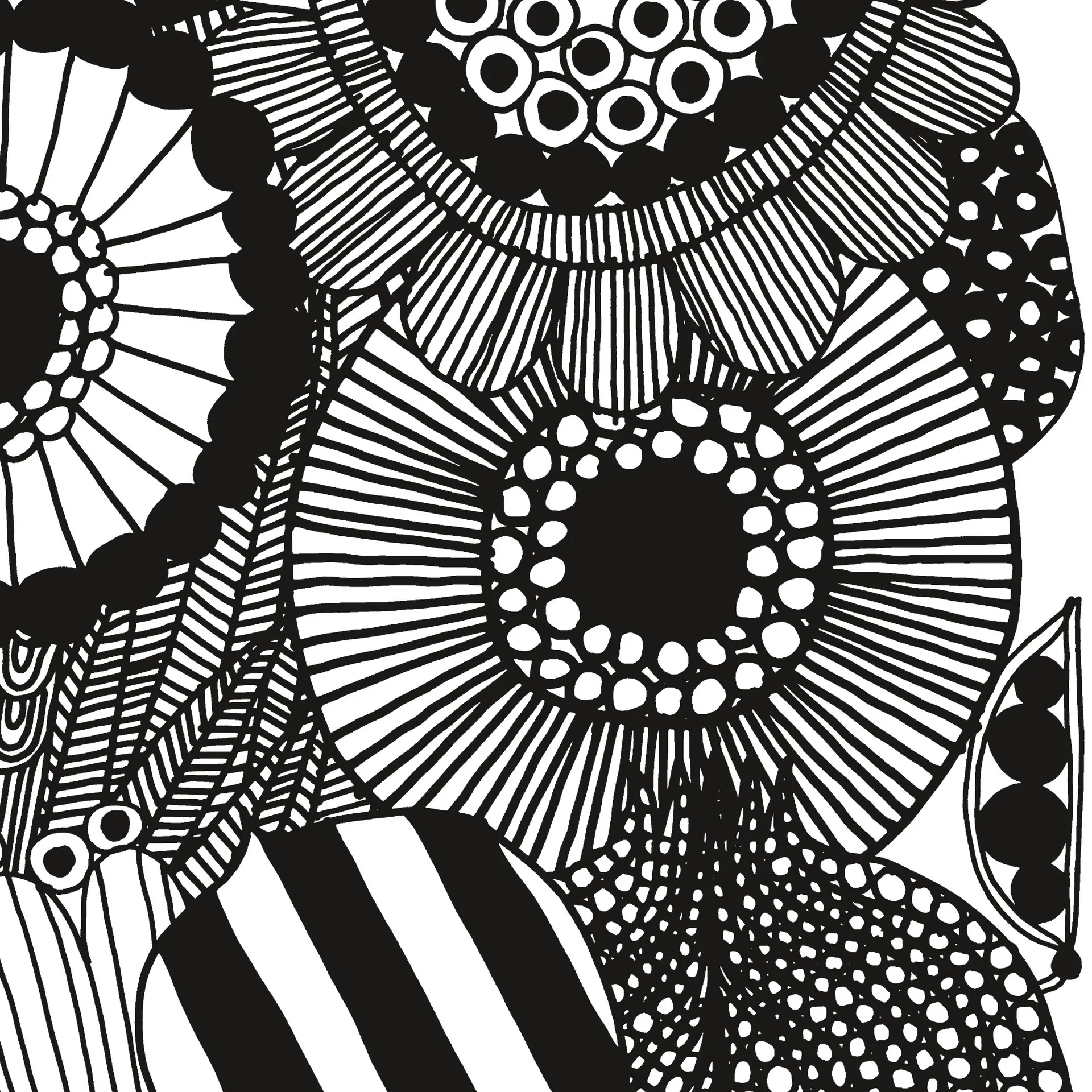 Tessuto Siirtolapuutarha, bianco-nero Marimekko