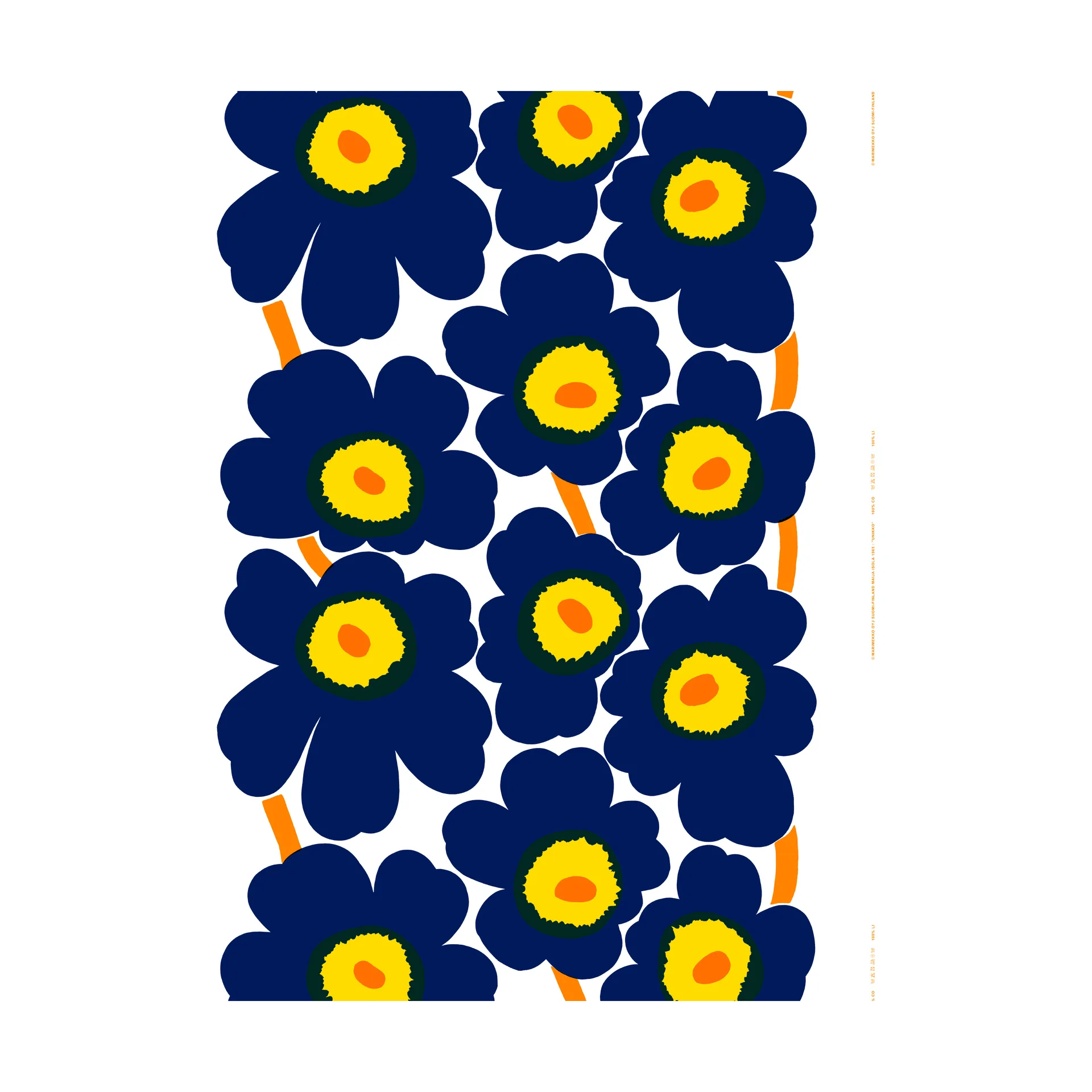 Tessuto Unikko blu scuro, Blu scuro-giallo

 Marimekko