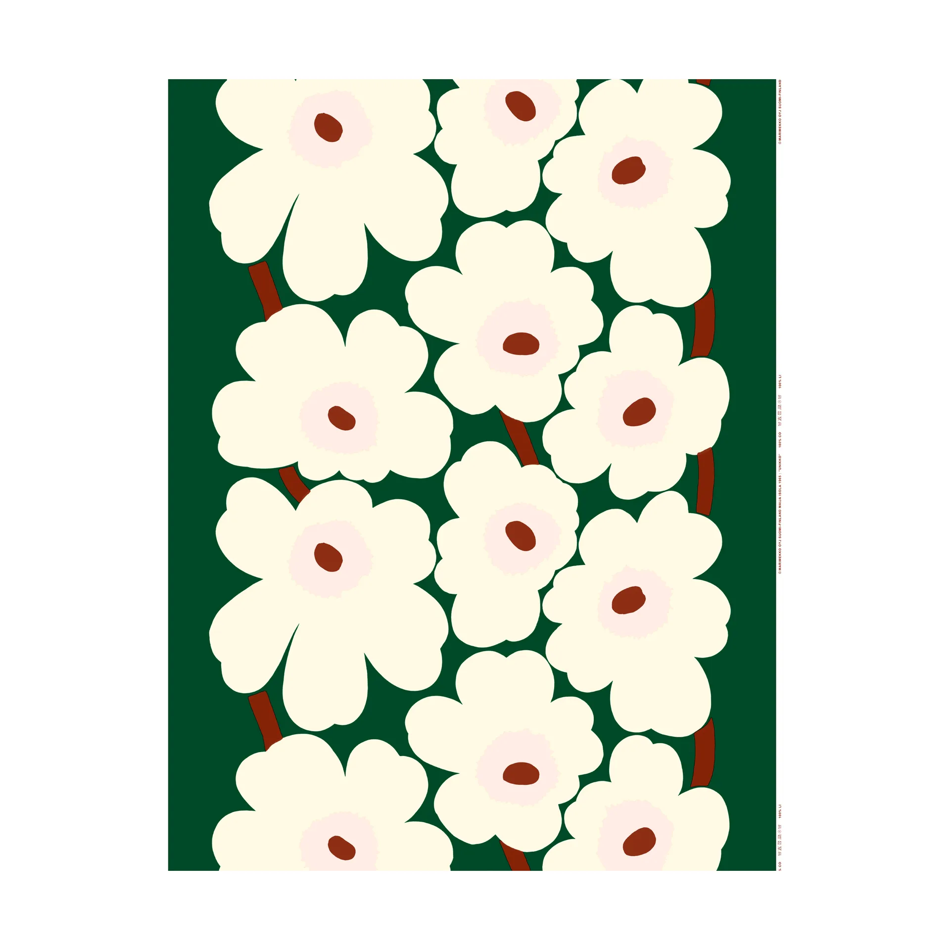 Tessuto Unikko heavyweight cotone, Verde Marimekko