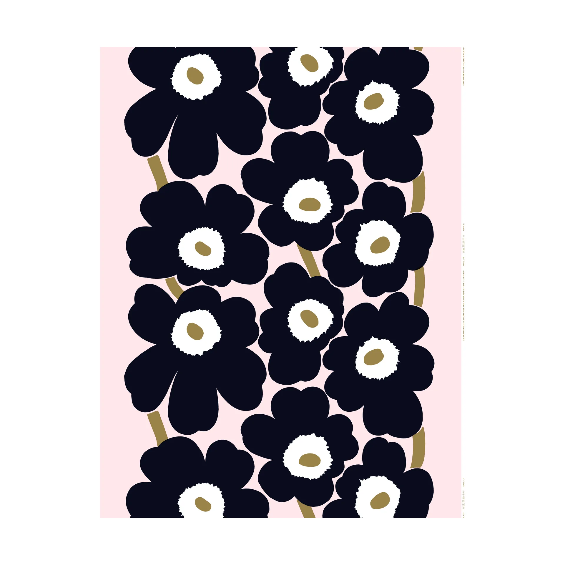 Tessuto Unikko, Pink-charcoal-light brown Marimekko