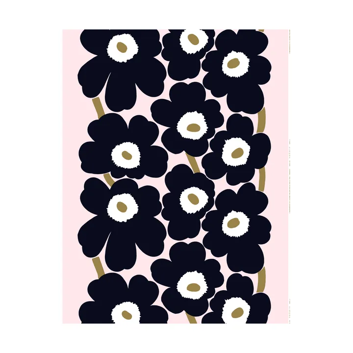 Tessuto Unikko - Pink-charcoal-light brown - Marimekko