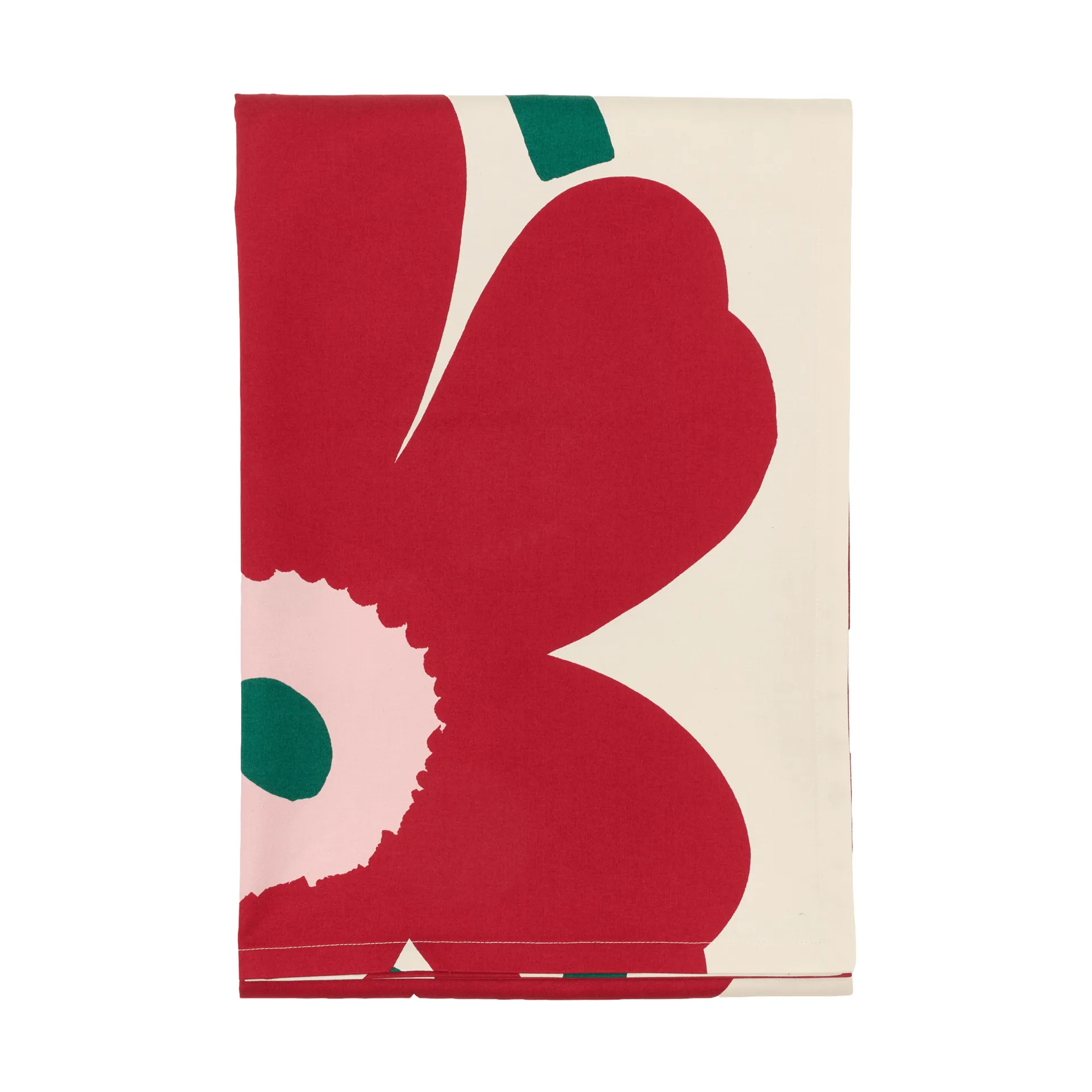 Tovaglia Unikko, Off white-cranberry-rose, 135x250 cm Marimekko