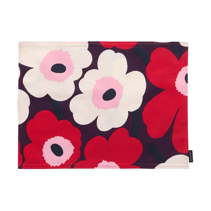 Tovaglietta acrilica Marimekko Pieni Unikko - Plum-cranberry-off white-rose - Marimekko