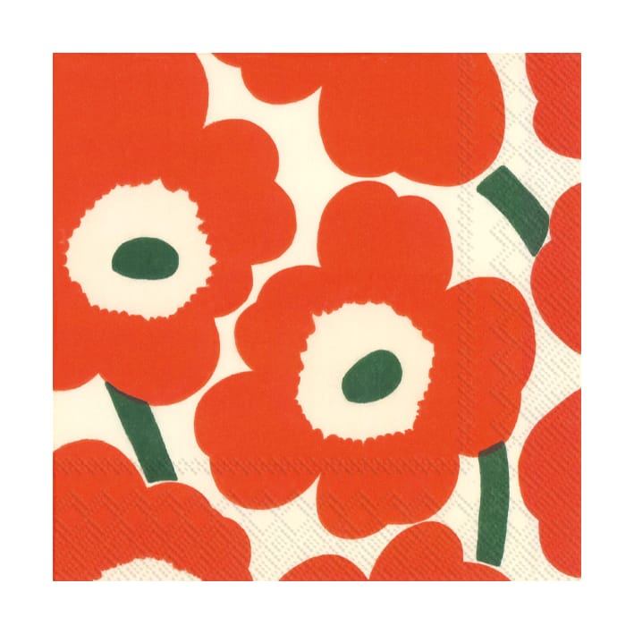 Tovaglioli Unikko 33x33 cm confezione da 20 - Arancione/Verde - Marimekko