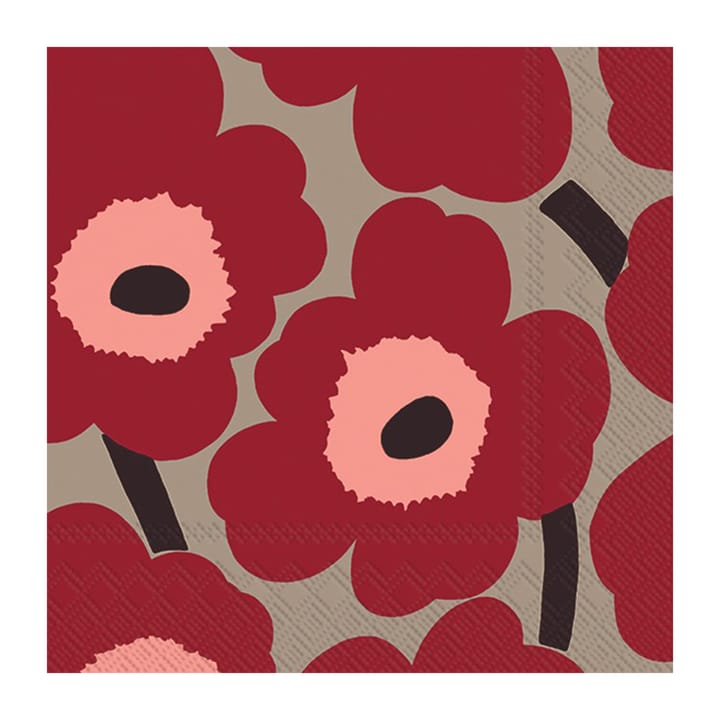 Tovaglioli Unikko 33x33 cm confezione da 20 - Red-linen - Marimekko