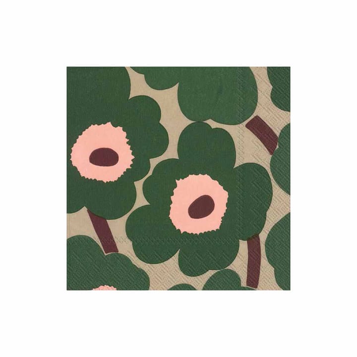 Tovaglioli Unikko 33x33 cm confezione da 20 - verde-rosa - Marimekko