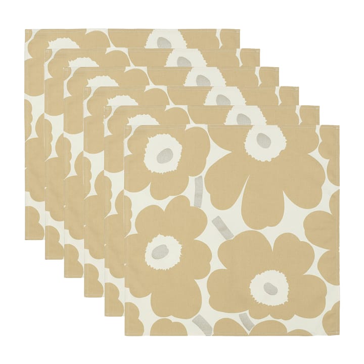Tovagliolo 43x43 cm Pieni Unikko, confezione da 6 - beige, argento, bianco - Marimekko