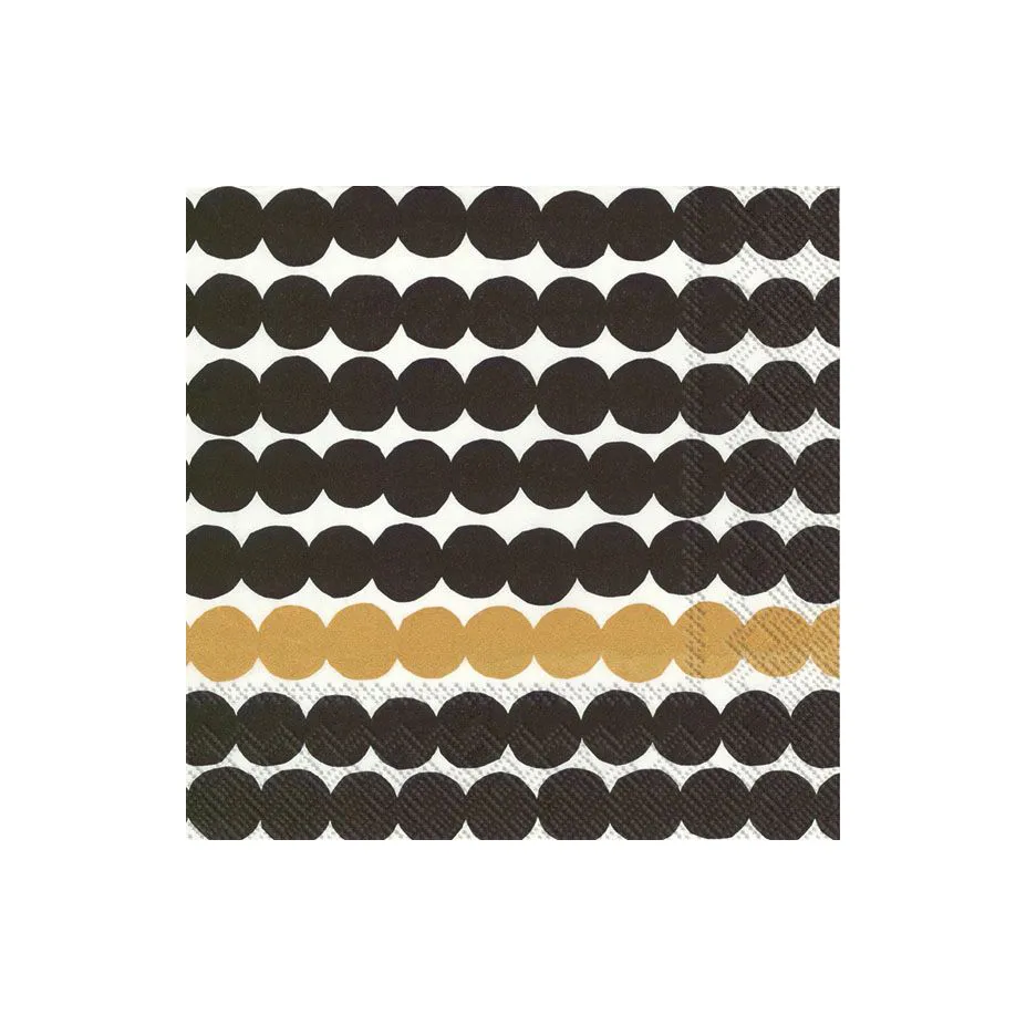Tovagliolo Räsymatto 33x33 cm confezione da 20, nero-oro Marimekko