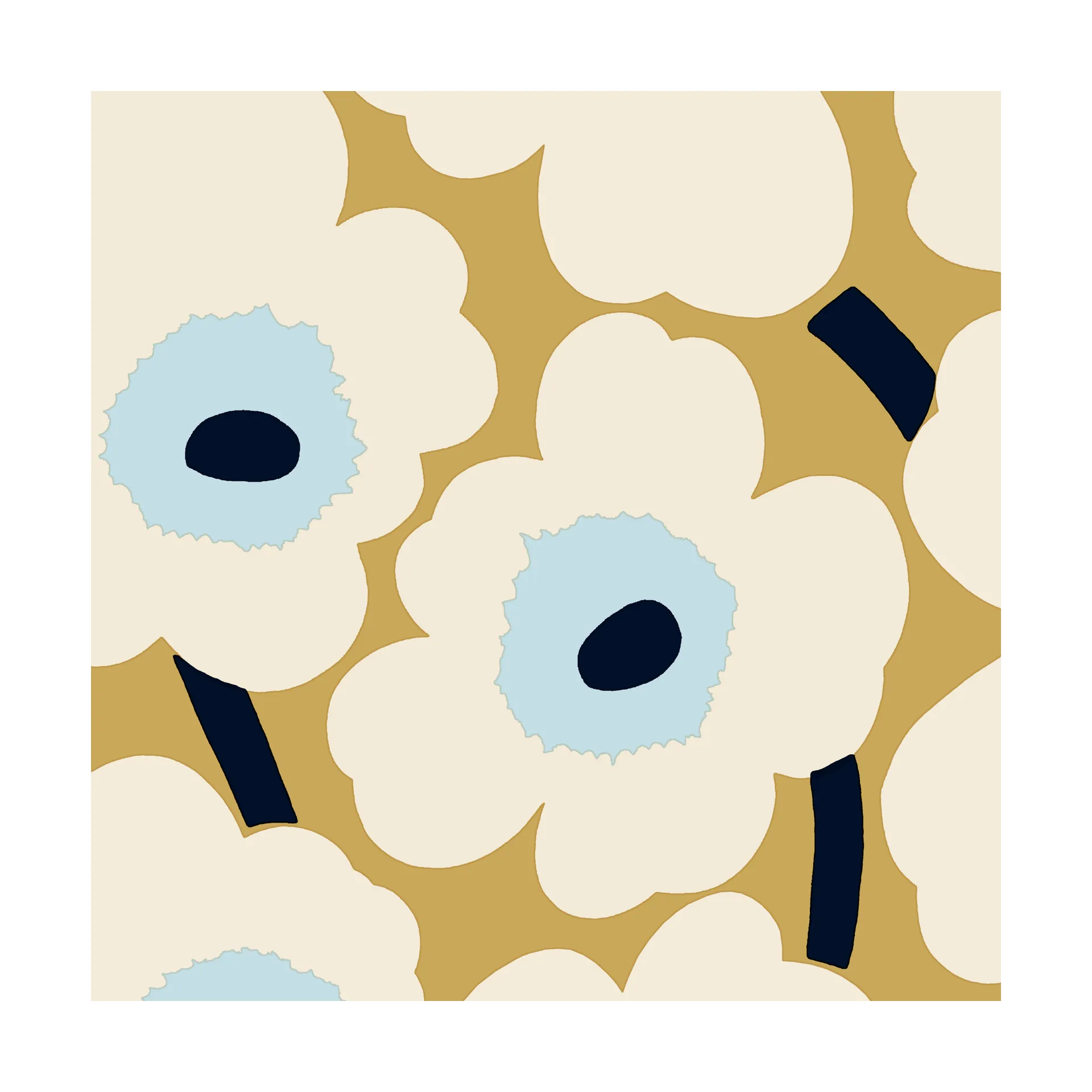Tovagliolo Unikko 33x33 cm confezione da 20, Beige-Blu Marimekko