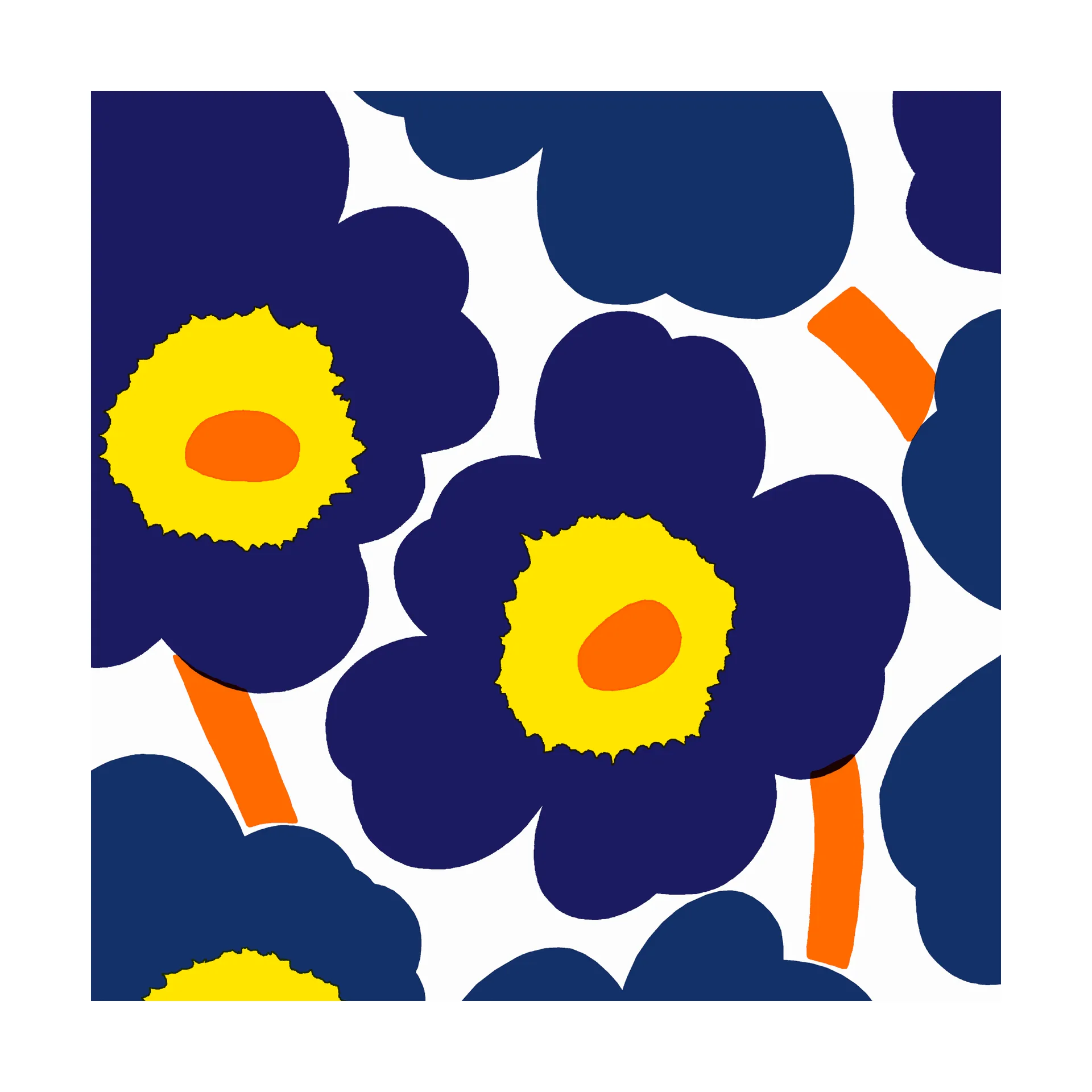 Tovagliolo Unikko 33x33 cm confezione da 20, Blu-Giallo   Marimekko