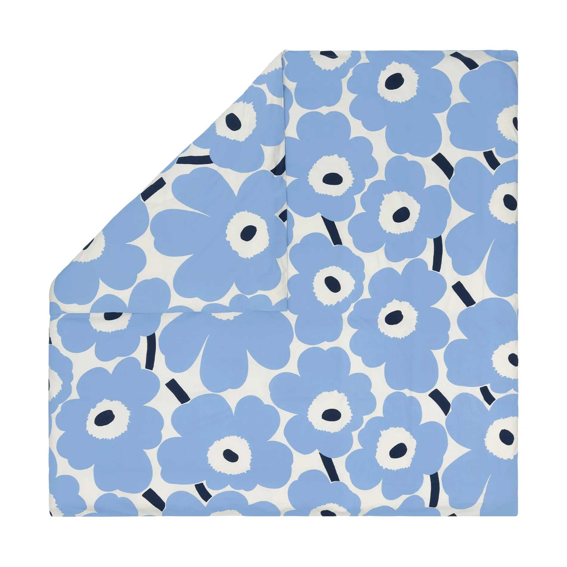 Unikko jersey copripiumino, Off white, azzurro, blu navy, 240x220 cm Marimekko