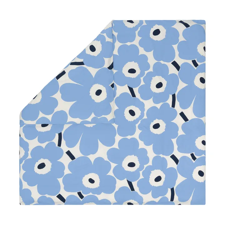 Unikko jersey copripiumino - Off white, azzurro, blu navy, 240x220 cm - Marimekko