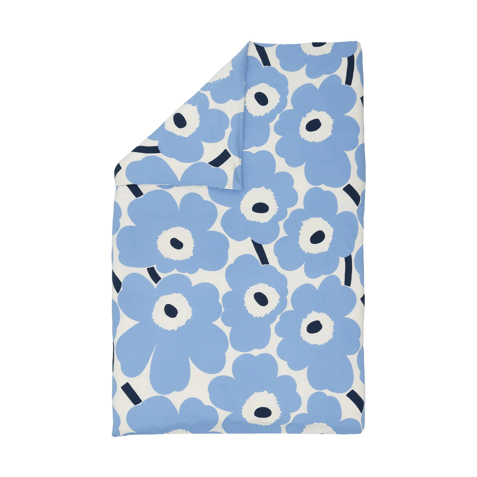 Unikko jersey copripiumino, Off white, light blue, navy, 150x210 cm Marimekko
