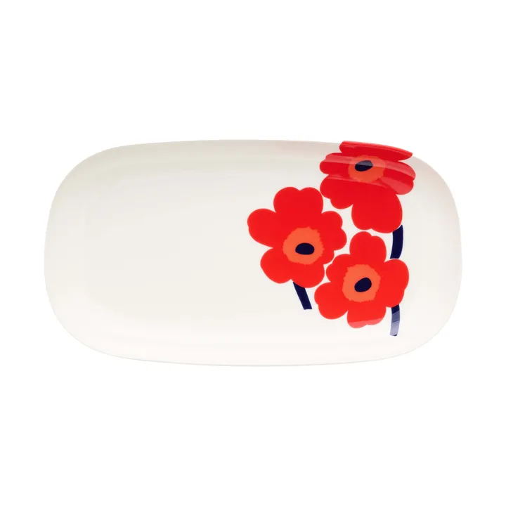 Unikko piatto da portata 17x32 cm - White-red-blue - Marimekko
