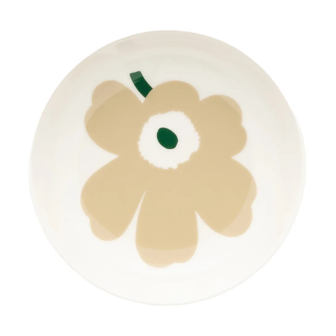 Unikko piatto fondo, Beige-white-light sand-dark green Marimekko