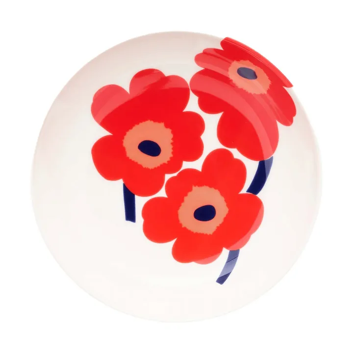 Unikko piatto fondo - White-red-blue - Marimekko