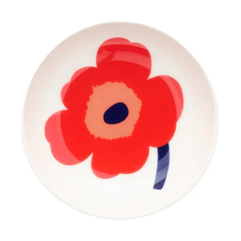 Unikko piatto fondo, White-red-blue Marimekko