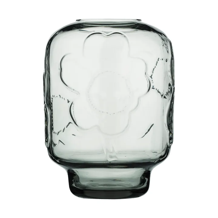 Vaso in vetro Unikko - Grigio nebbia, 18 cm - Marimekko